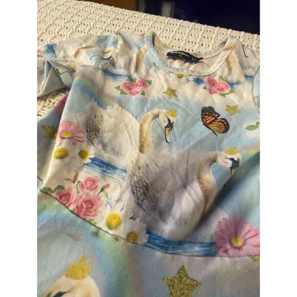 Rock Your Kid Girls’ Long Sleeve Dress – Size 6, Swan & Rainbow Print, Cotton - Picture 3 of 7